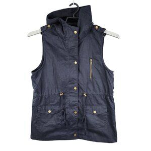 Womens Black Zenana Outfitters Utility Hooded Vest Jacket Full Zip Size L